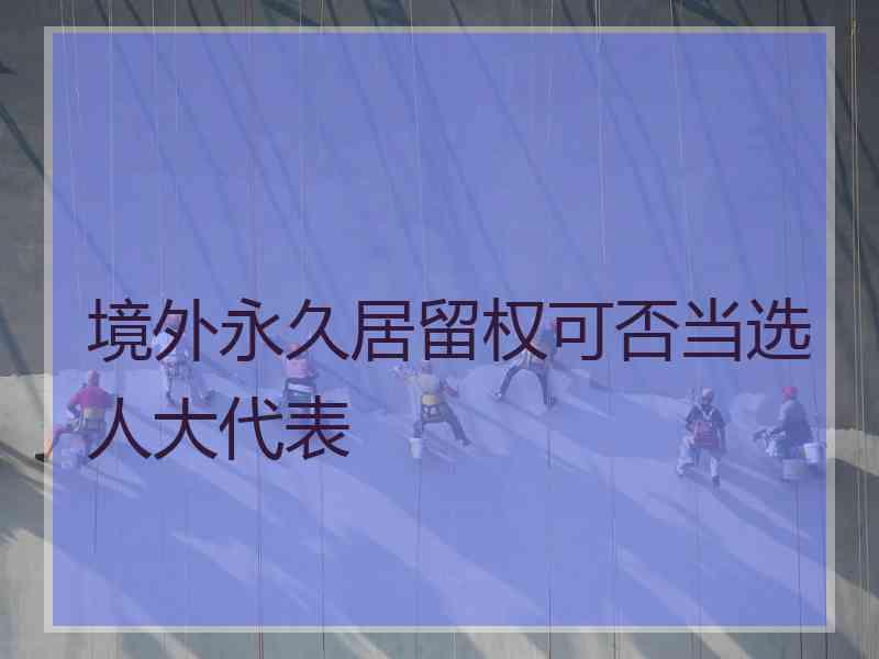 境外永久居留权可否当选人大代表