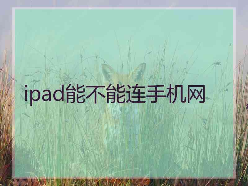 ipad能不能连手机网