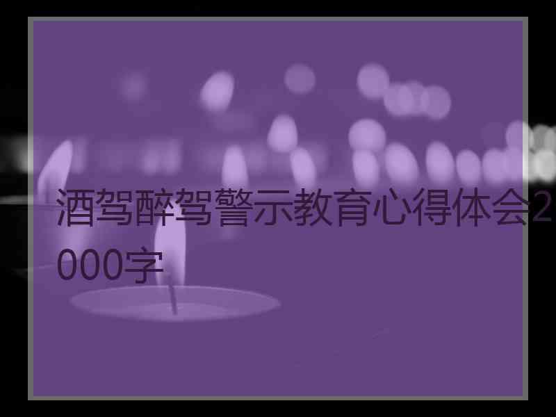 酒驾醉驾警示教育心得体会2000字