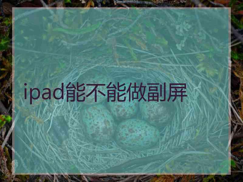 ipad能不能做副屏