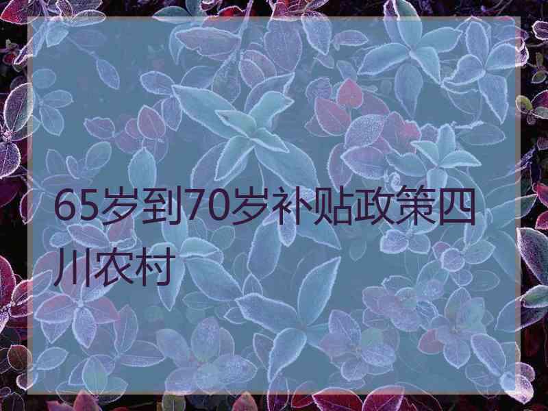 65岁到70岁补贴政策四川农村