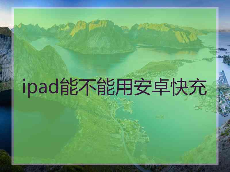 ipad能不能用安卓快充