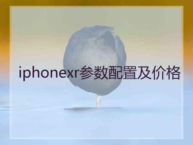 iphonexr参数配置及价格