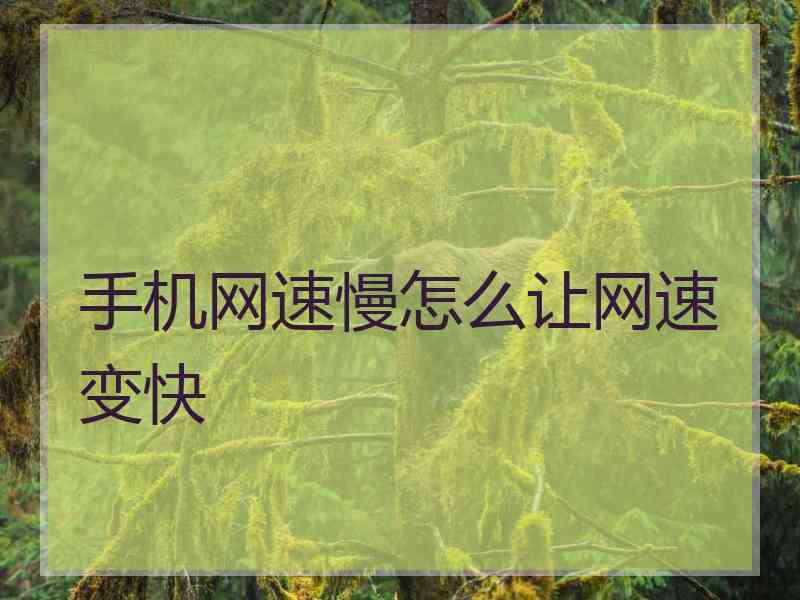 手机网速慢怎么让网速变快