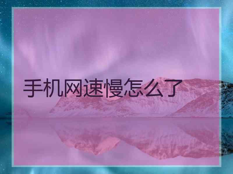 手机网速慢怎么了