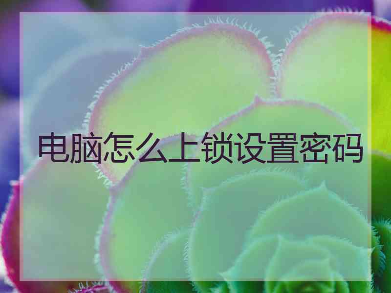 电脑怎么上锁设置密码