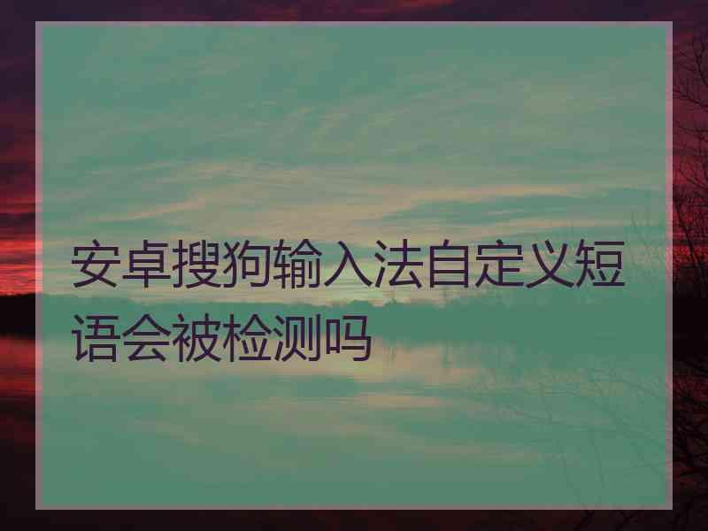安卓搜狗输入法自定义短语会被检测吗