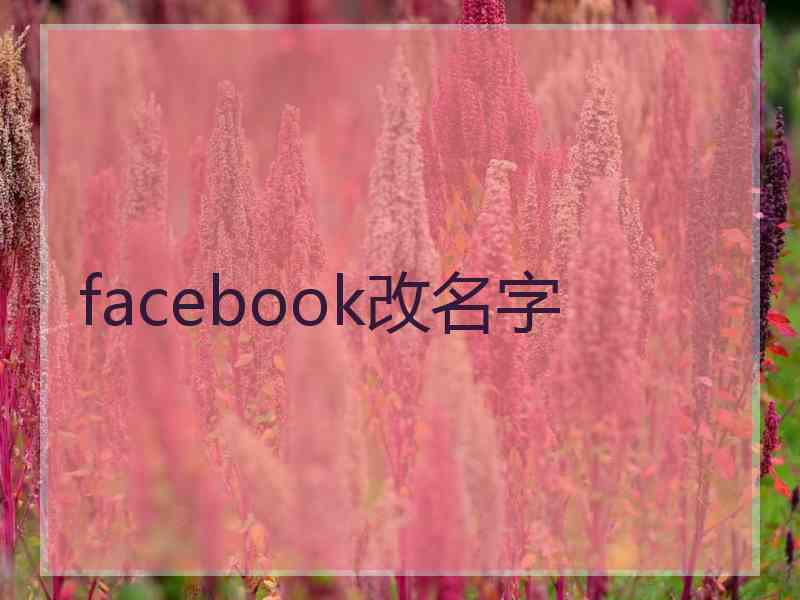 facebook改名字