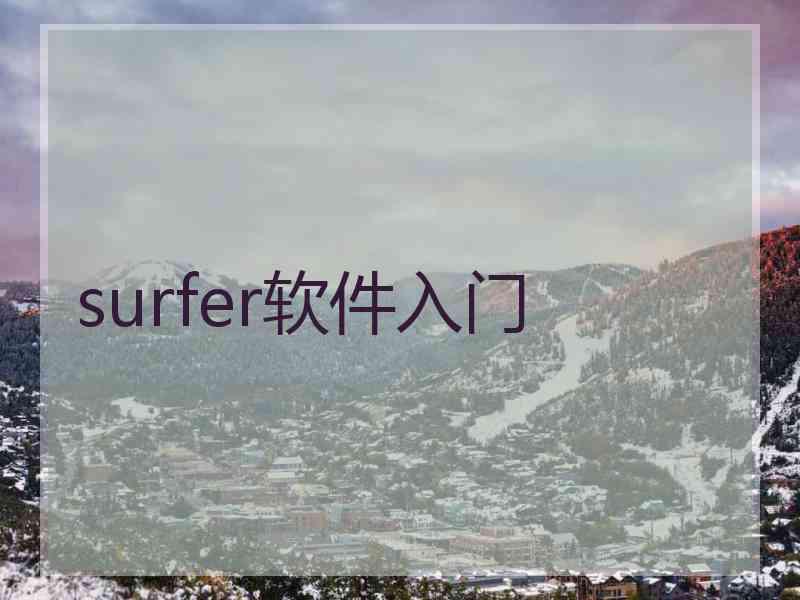 surfer软件入门