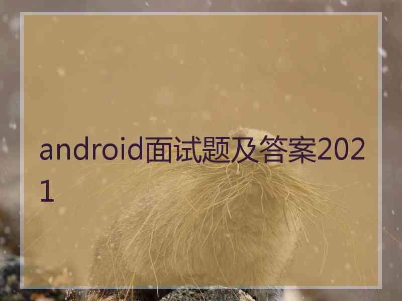 android面试题及答案2021