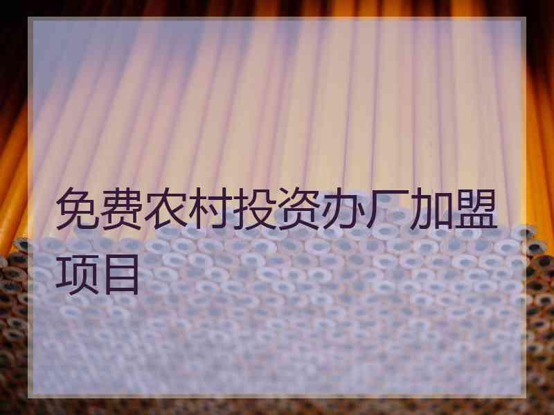 免费农村投资办厂加盟项目