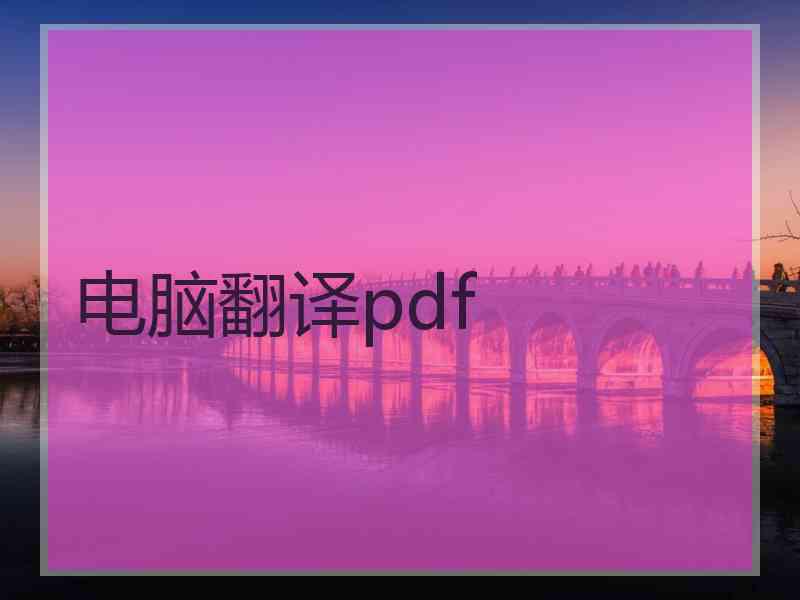 电脑翻译pdf