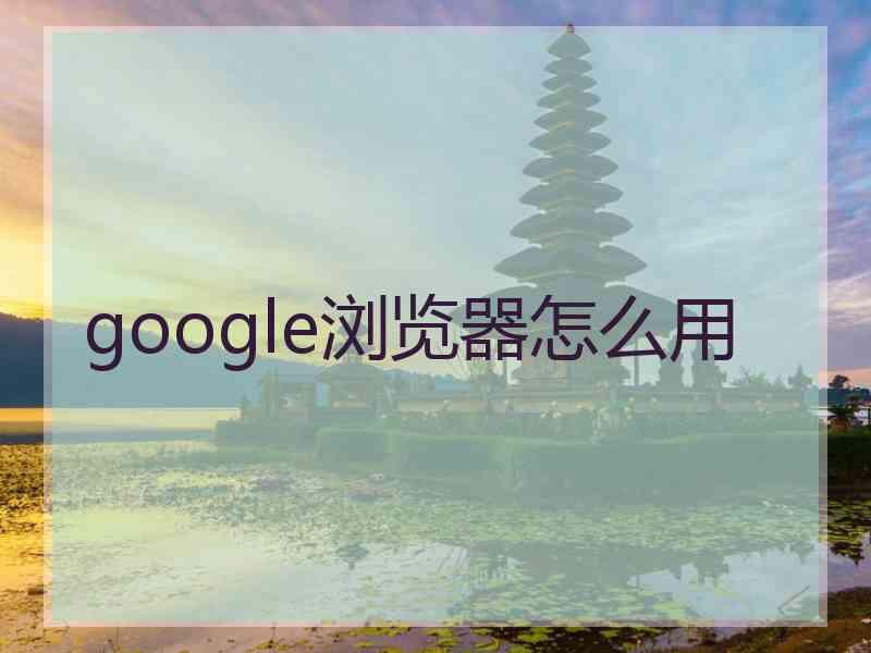 google浏览器怎么用