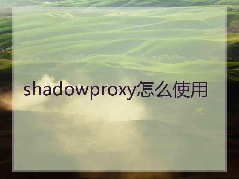 shadowproxy怎么使用