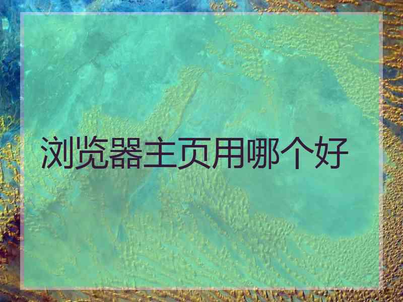 浏览器主页用哪个好