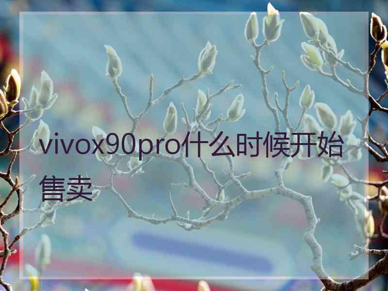 vivox90pro什么时候开始售卖