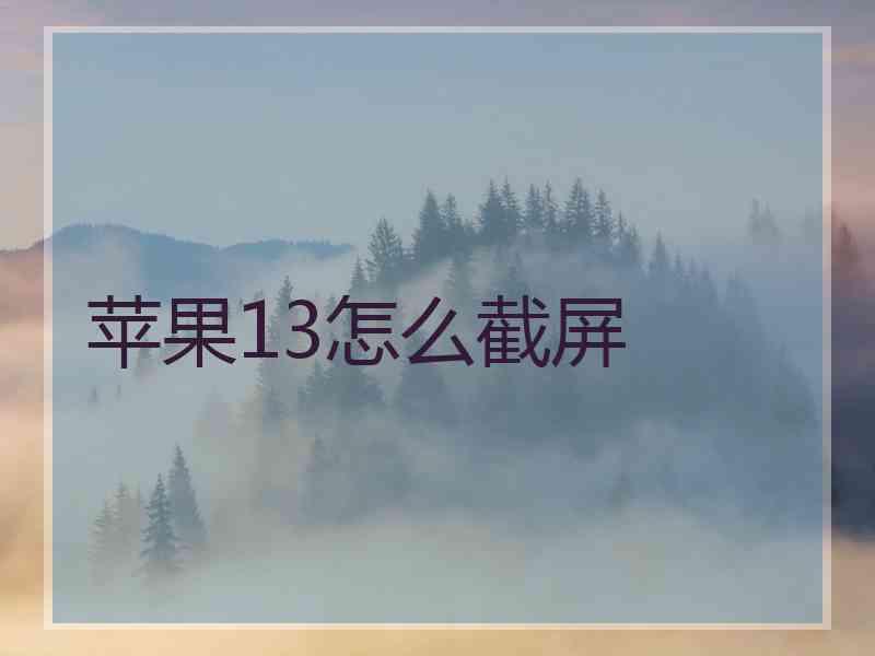 苹果13怎么截屏