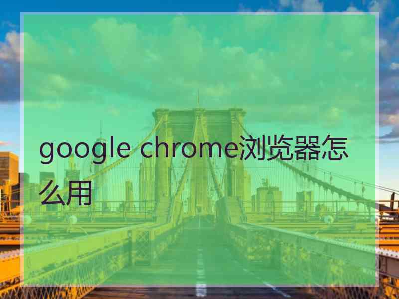 google chrome浏览器怎么用