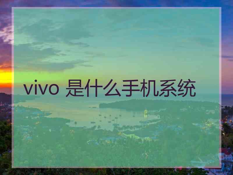 vivo 是什么手机系统