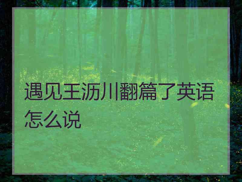 遇见王沥川翻篇了英语怎么说