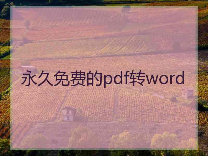 永久免费的pdf转word