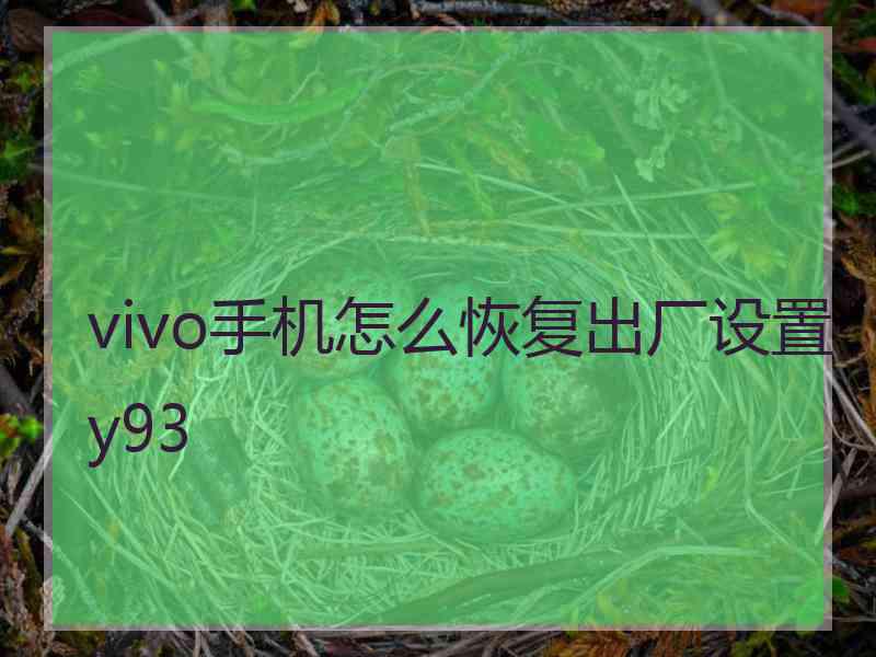 vivo手机怎么恢复出厂设置y93