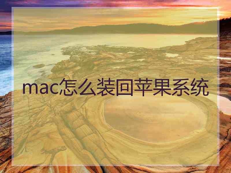 mac怎么装回苹果系统