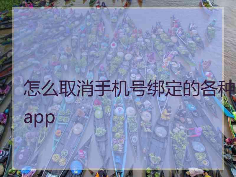 怎么取消手机号绑定的各种app