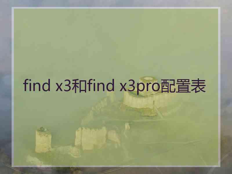 find x3和find x3pro配置表