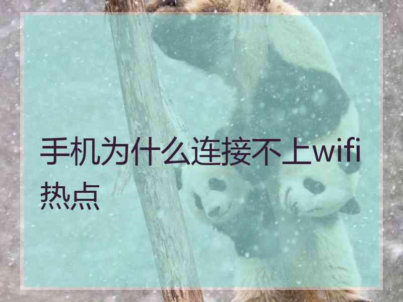 手机为什么连接不上wifi热点