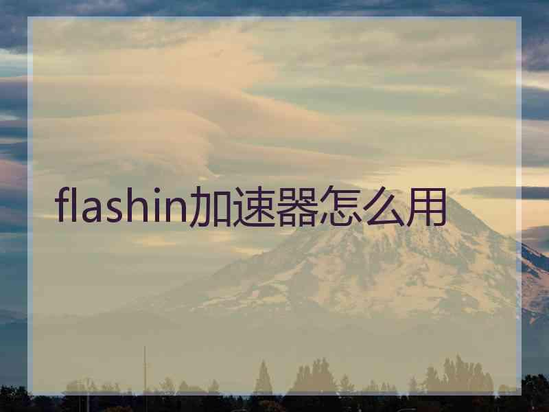 flashin加速器怎么用