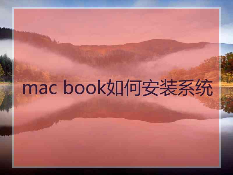 mac book如何安装系统