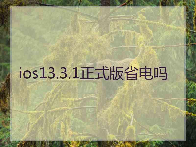 ios13.3.1正式版省电吗