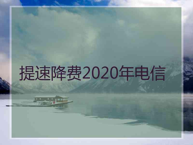 提速降费2020年电信