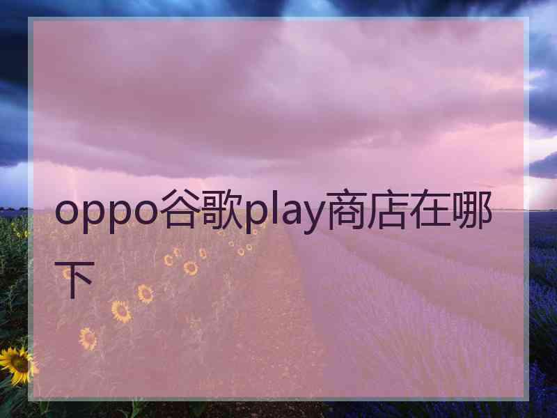 oppo谷歌play商店在哪下