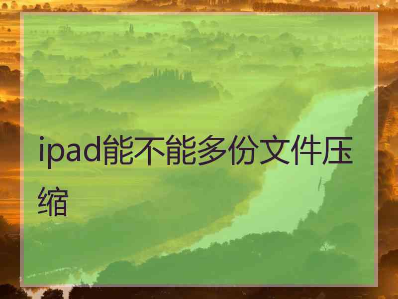 ipad能不能多份文件压缩