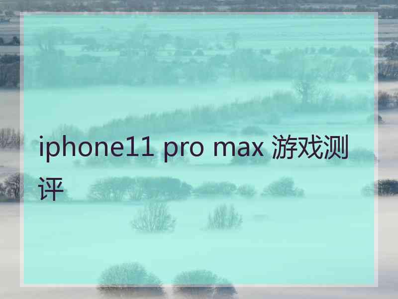 iphone11 pro max 游戏测评