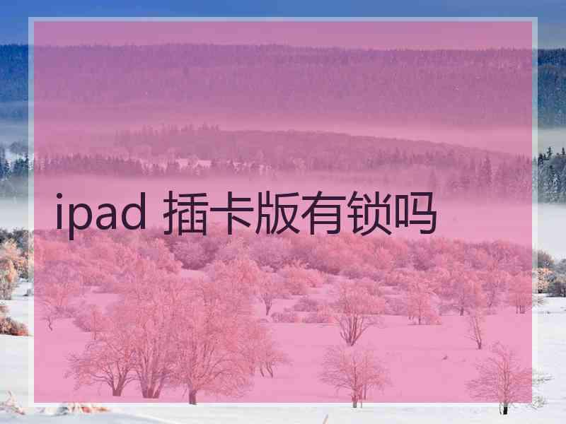 ipad 插卡版有锁吗