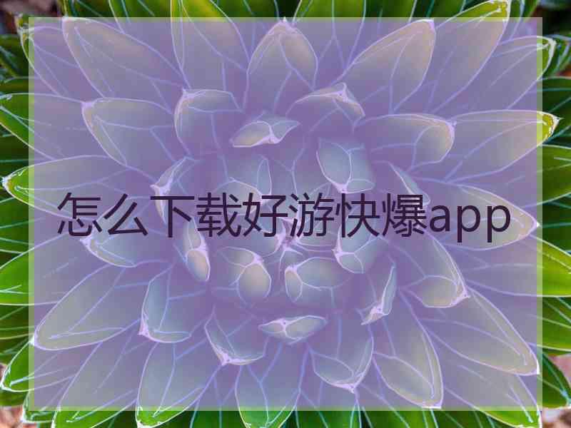 怎么下载好游快爆app