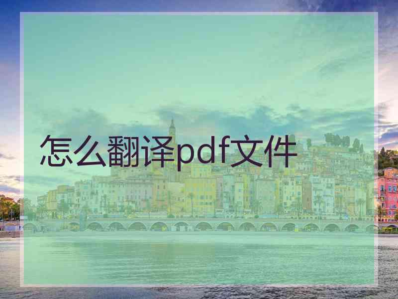 怎么翻译pdf文件