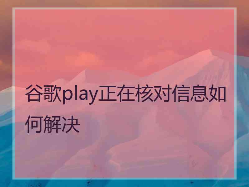 谷歌play正在核对信息如何解决