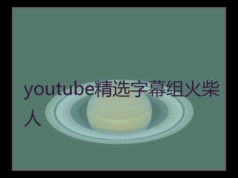 youtube精选字幕组火柴人