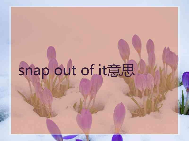 snap out of it意思