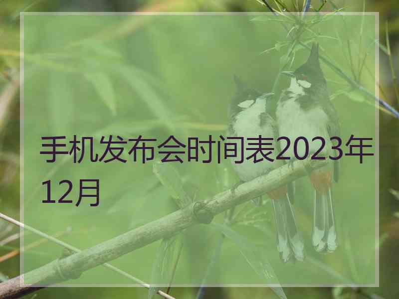 手机发布会时间表2023年12月