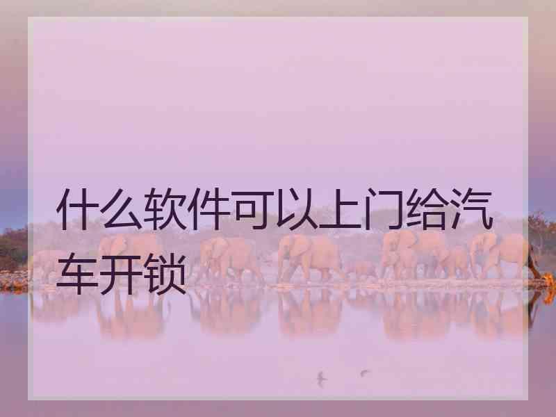 什么软件可以上门给汽车开锁