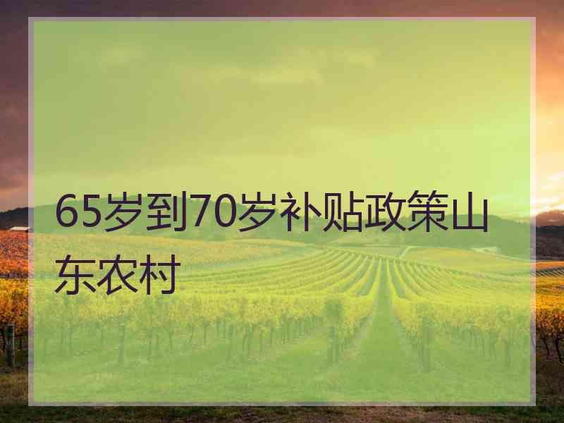 65岁到70岁补贴政策山东农村