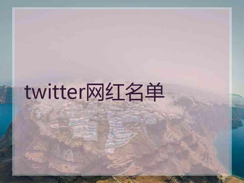 twitter网红名单