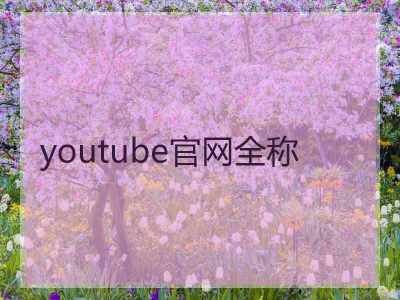 youtube官网全称