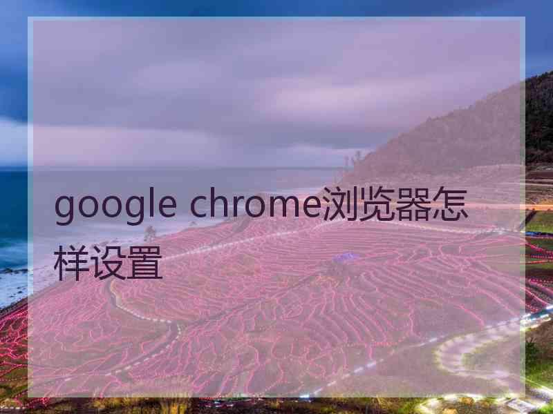 google chrome浏览器怎样设置