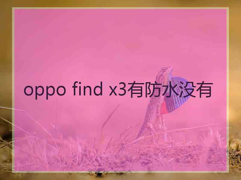 oppo find x3有防水没有